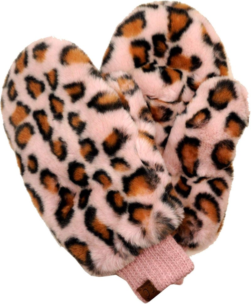 Cc Women's Faux Fur Wrist Length Fingerless Sherpa Lined Convertible Mittens Gloves - Image 1